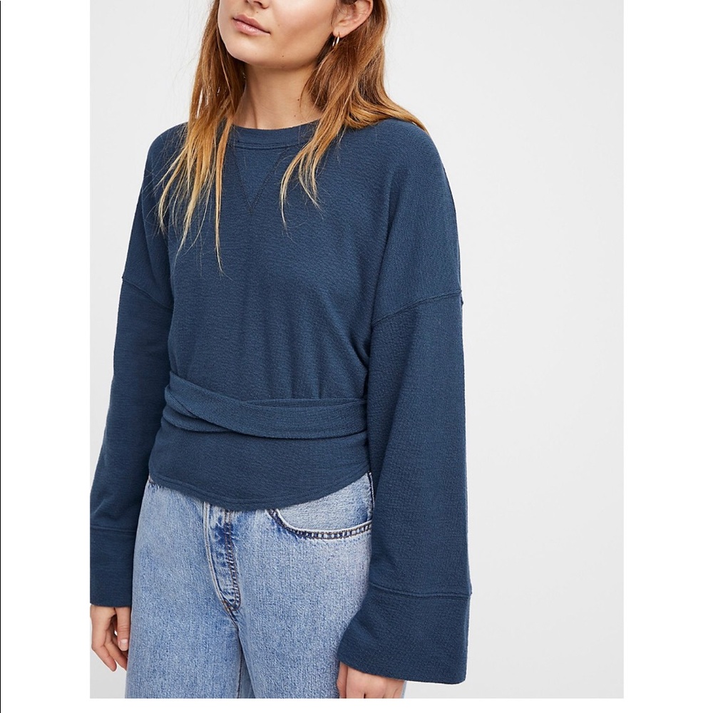 Free People Beach Cropped Sweater w/ Key Hole Back